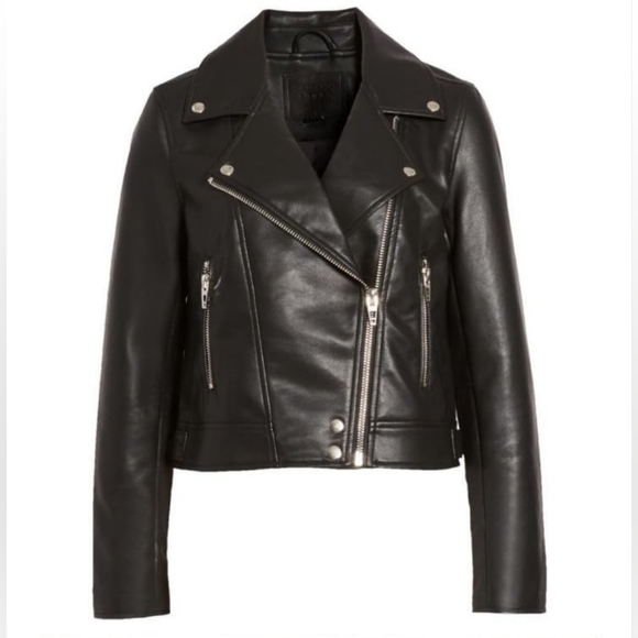 Blank NYC Jackets & Blazers - BlankNYC Black Faux Leather Edgy Moto Jacket Size Medium #12-20